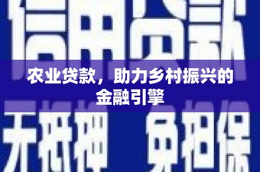 公安农业贷款，助力乡村振兴的金融引擎