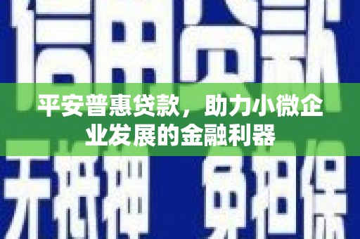 平镇平安普惠贷款，助力小微企业发展的金融利器